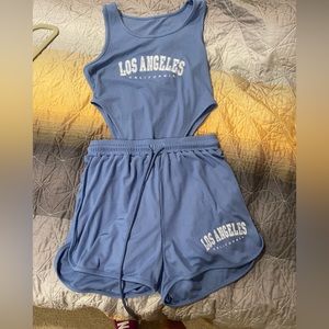 Blue short and body set